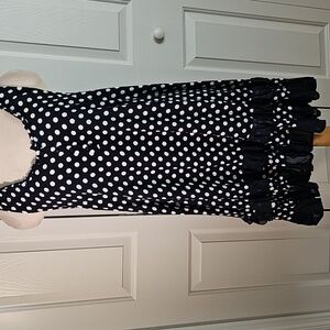 Raindrops Blue and White Polka Dot‎ Dress With Ruffled Botton. Size Small. NWT